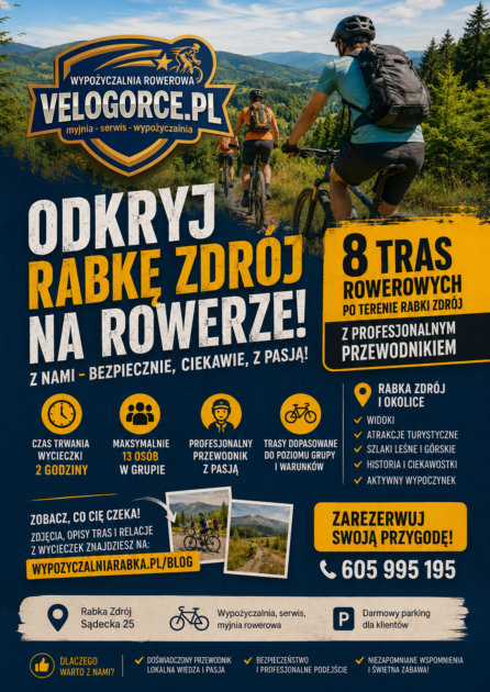 Rower elektryczny Full-MTB na górskiej ścieżce, idealny na wycieczki rowerowe w Gorcach.